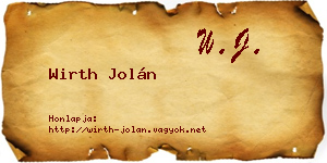 Wirth Jolán névjegykártya